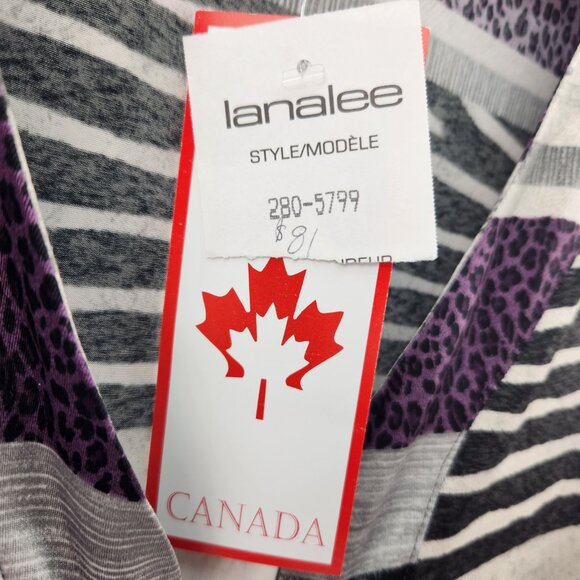 Lana Lee Purple Print Top Size S, Long Sleeve, Tie Front, New Made in Canada - Picture 3 of 7